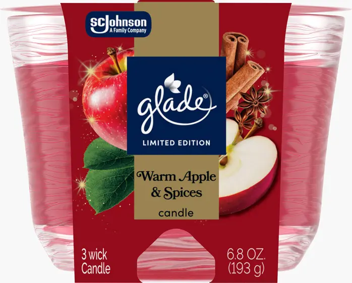 Glade Candle Warm Apple & Spices 3/6.8oz 