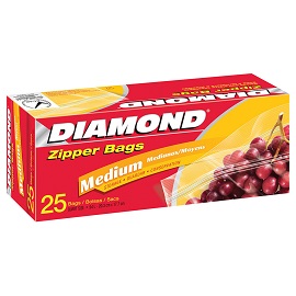 [1900-RD-03418] Diamond Zipper Medium Storage Bags 12/25Ct